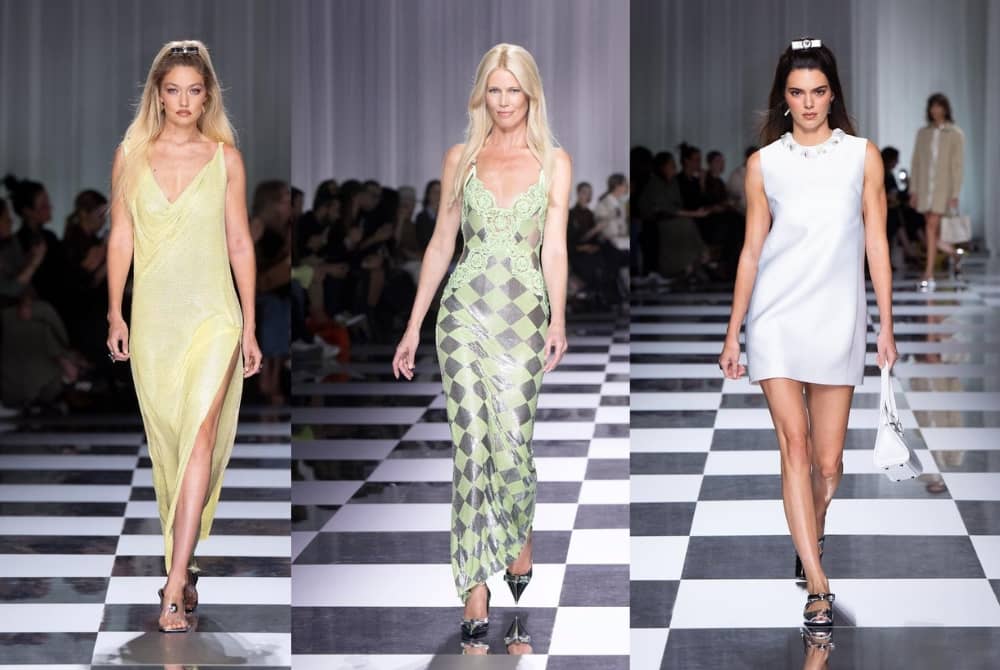 Claudia Schiffer Closes Versace Spring '24 Show in Milan