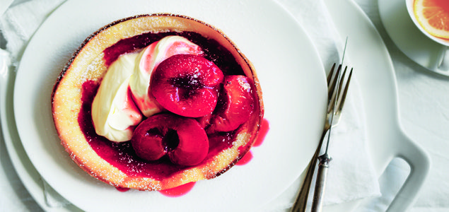 Dutch Baby Pancake With Poached Blood Plums  MiNDFOOD